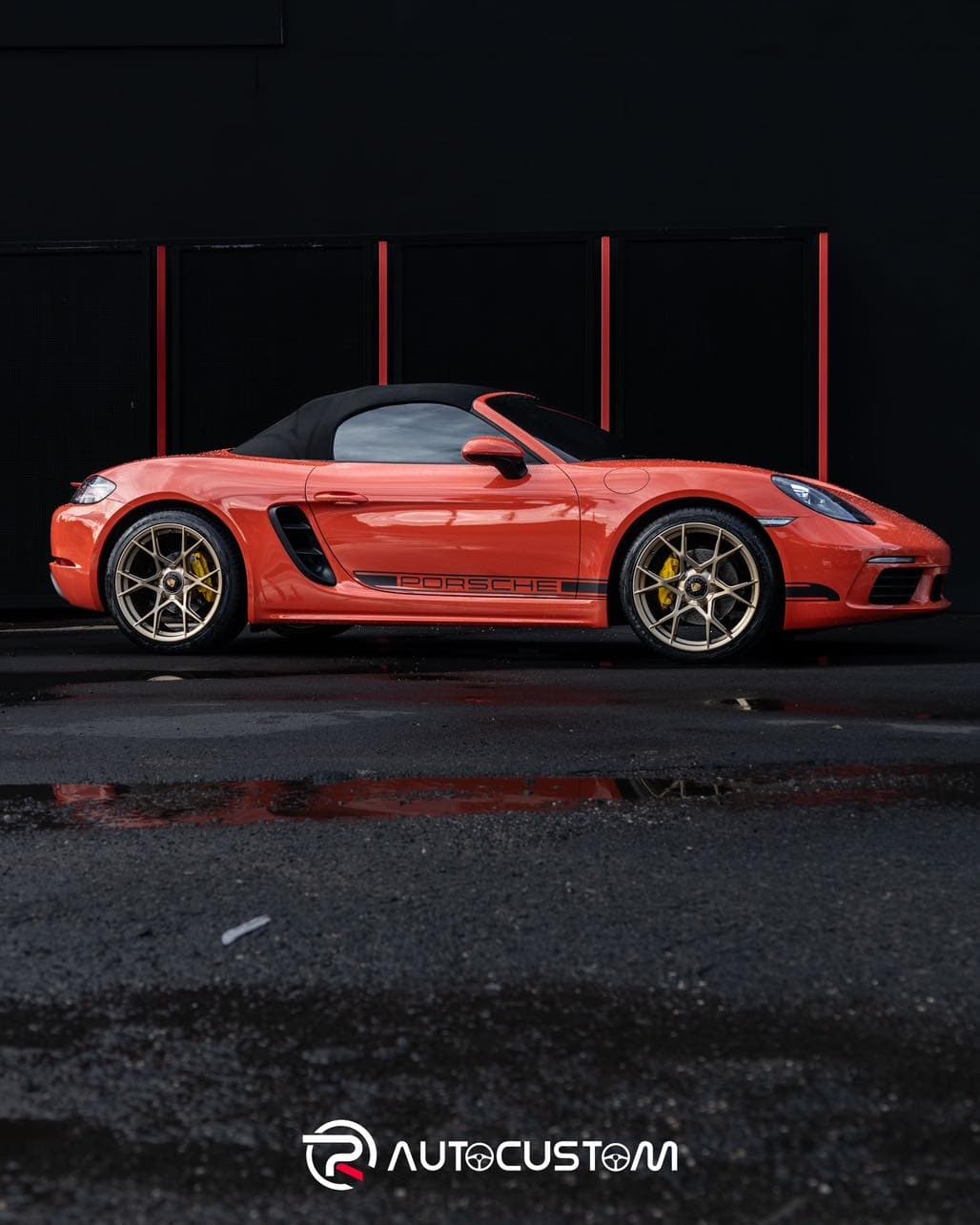 Orange Porsche Boxster with 20" Centerlock Style Wheels